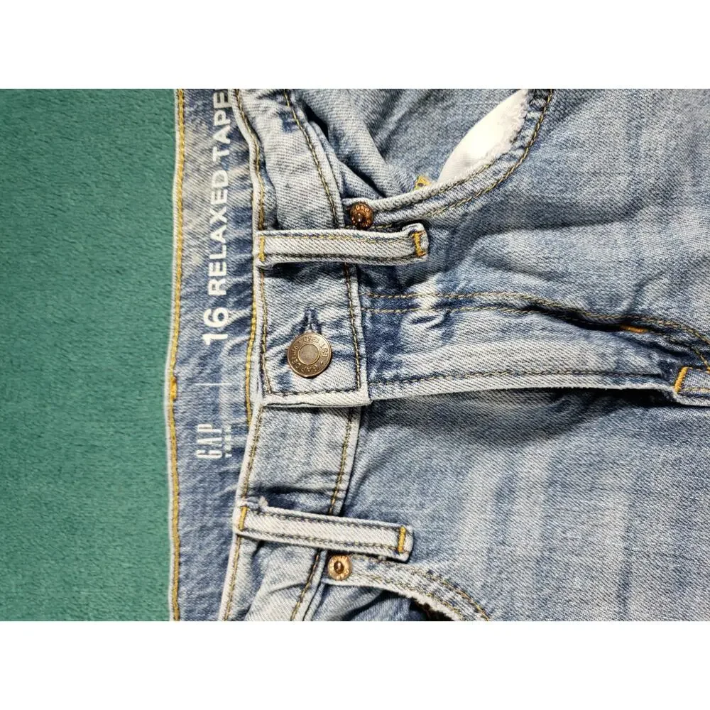 Gap Jeans Size 16 Youth Boys Teen Blue Stretch Denim Pant Mid Rise Relaxed Taper
